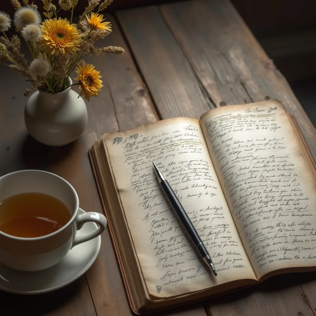 Inspirativní zátiší symbolizující začátek cesty k pohodlí, např. deník a pero